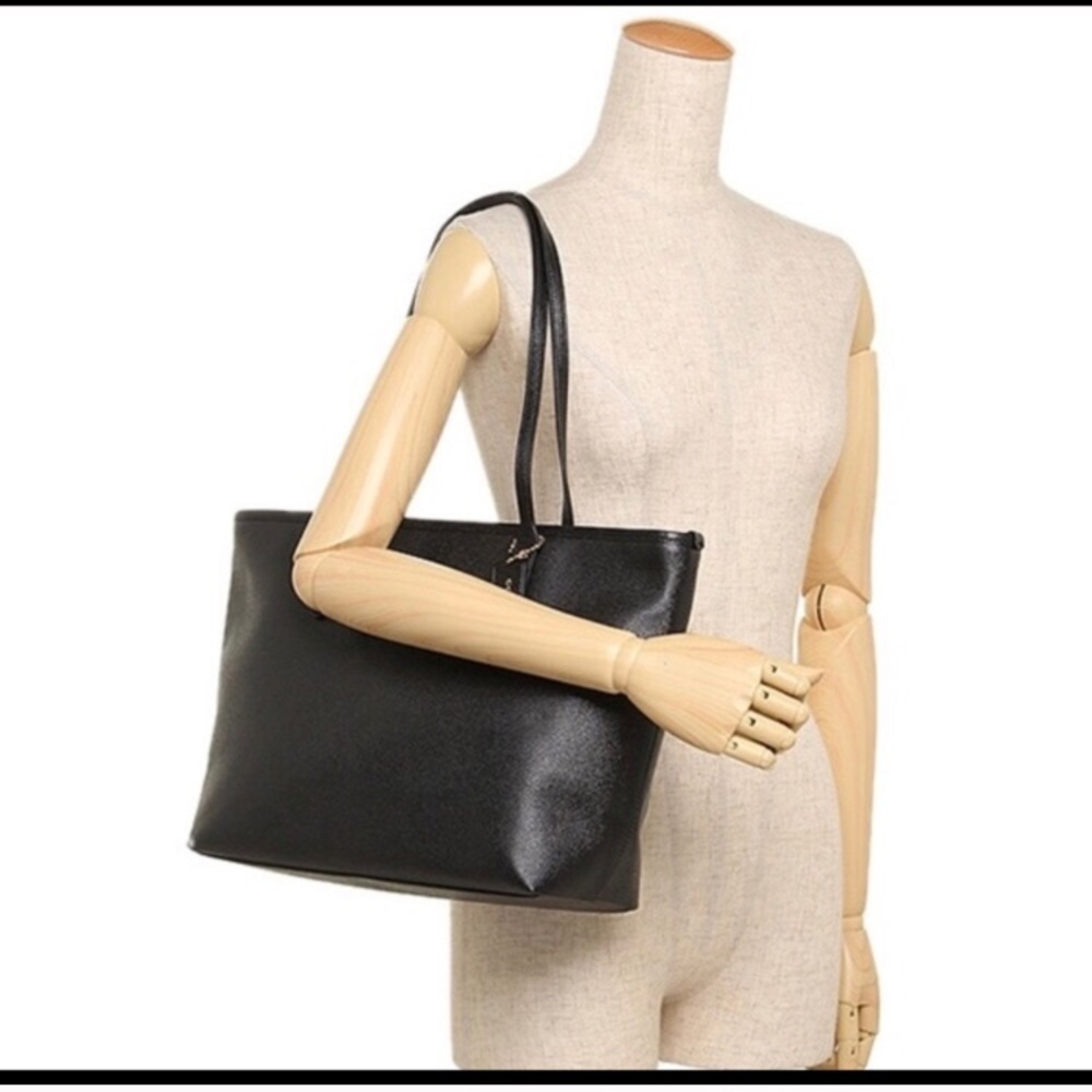 🌷coach zip tote/shoulder bag/black/leather - Picture 6 of 8